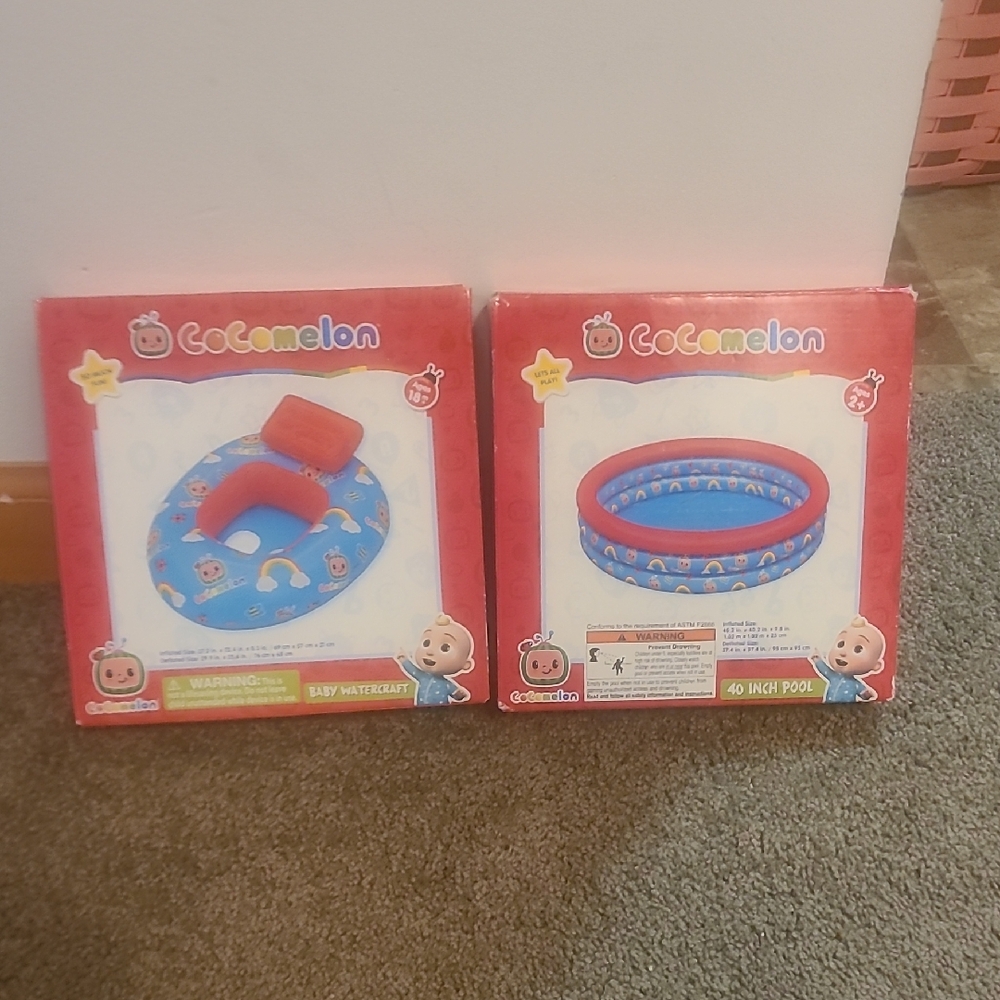 NWT Inflatable Pool And Raft Cocomelon